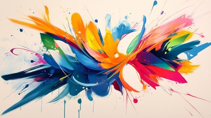 Vibrant Abstract Painting Colorful Swirls Exploding Hues