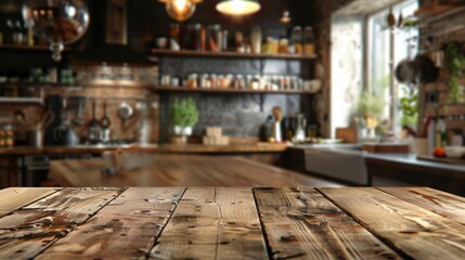 A warm, rustic kitchen scene featuring wooden surfaces, soft lighting, and a cozy atmosphere, perfect for culinary creativity.