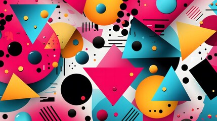 Obraz premium Dynamic geometric shapes modern art gallery digital artwork vibrant colors abstract composition creative design