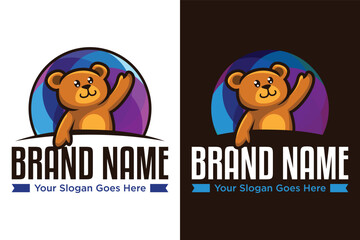 Fototapeta premium modern funny bear mascot vector illustrator logo design