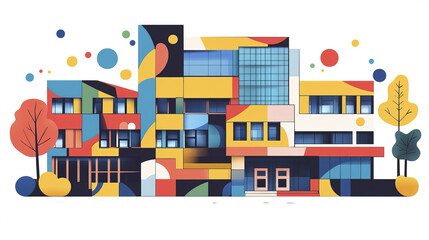 Obraz premium vibrant school building with creative architecture and colorful patterns