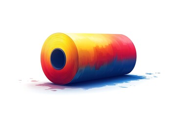Paint roller  brush with sign of multi colors in rainbow colors. 3d render
