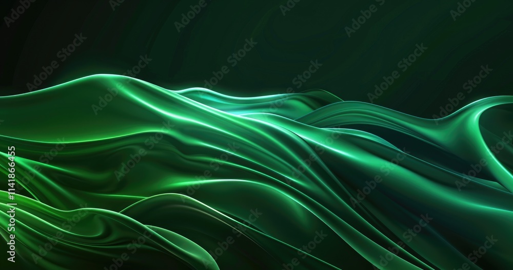 Aufkleber abstract green waves create a fluid, dynamic visual effect.