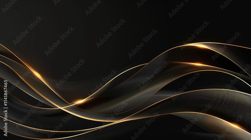 Poster elegant abstract design featuring flowing lines and subtle light effects on a dark background.