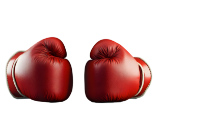 Set of red boxing gloves isolated on isolated with white highlights, 