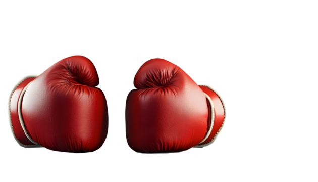 Set of red boxing gloves isolated on isolated with white highlights,