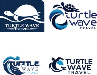 Turtle Wave Travel Vector illustration logo concept design