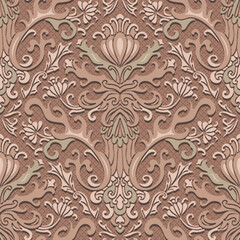 Damask style pattern, swirl flowers, paisley floral pattern, textured background. Seamless floral pattern-532.