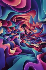 Obraz premium Abstract 3d gradient wavy shapes composition background vector illustration