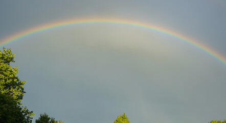 A colorful rainbow appeared in the sky