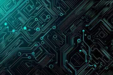 Abstract image of a glowing futuristic circuit board featuring neon blue lines, digital patterns, and intricate technology-inspired details.