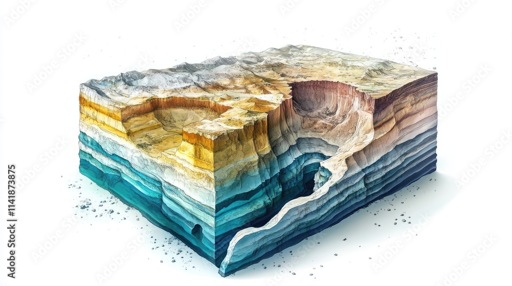 Poster A detailed conceptual image showing the use of data layers for predicting underground aquifer extent, illustrating geology and hydrogeology concepts