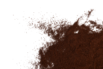 brown coffee instant pulver corner isolated on white or transparent png