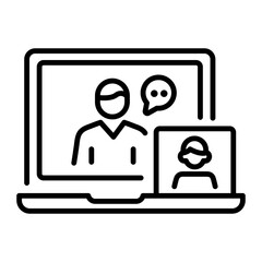 Online meeting icon in line style 