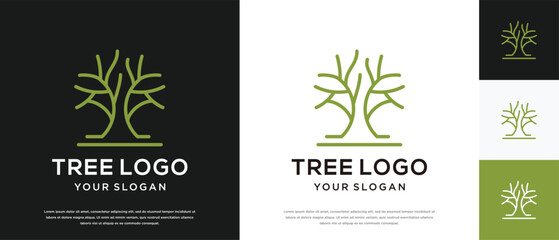 Vector growth tree logo design. Nature tree logo template. Growth logo symbol icon