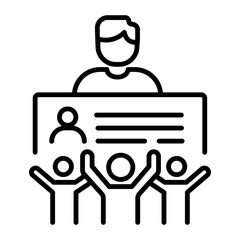 A linear icon of people protest 