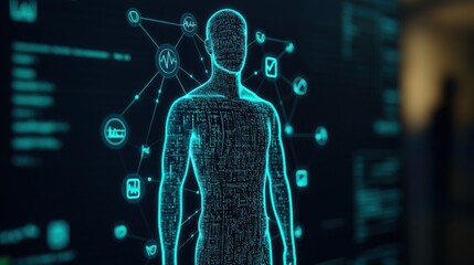 Digital health info and history visualization of human anatomy in a technology-focused environment
