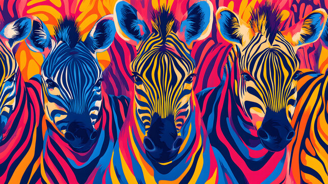 Vibrant Multicolor Zebra Stripe Seamless Pattern Design.