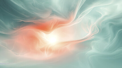 Obraz premium Light turquoise and pink gradient abstract background with soft swirls