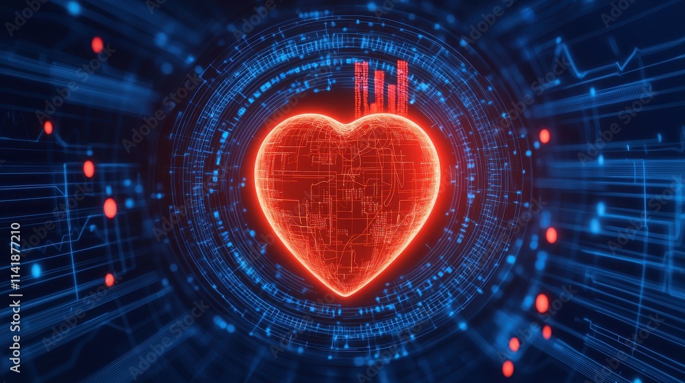 Poster digital heart health exploring historical health info and data visualization in technology environme