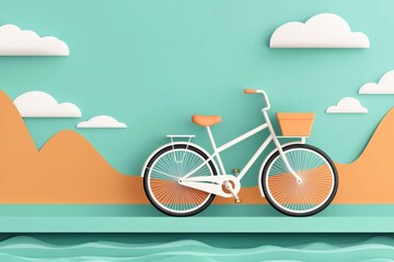 Fototapeta premium A stylish bicycle against a colorful and vibrant background. Happy Sunday Life Concept.