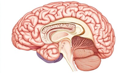 Human brain structure schematic illustration