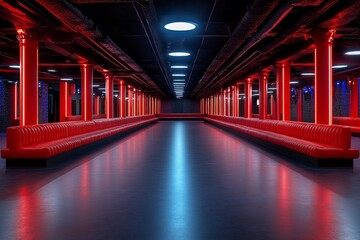 A nightclub flyer with dark themes, glowing neon colors, and a modern party vibe