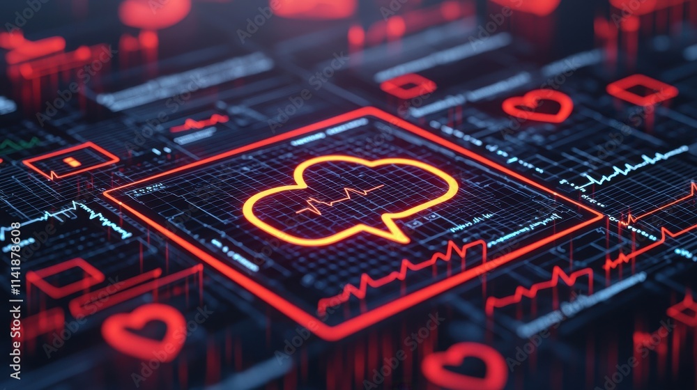 Poster digital health info history insights technology trends virtual environment data visualization concep