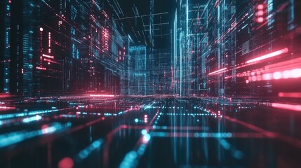 Obraz premium A modern digital tech banner with global network connections and data processing lines, showcasing global technology trends and innovation