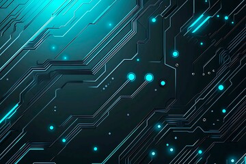 Abstract image of a glowing futuristic circuit board featuring neon blue lines, digital patterns, and intricate technology-inspired details.
