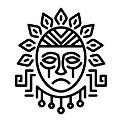 Inca mask icon in linear style 