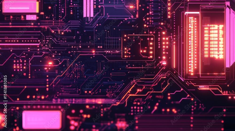 Poster A sleek global tech banner featuring connected digital circuits and data points, symbolizing the digital age and technological advancements