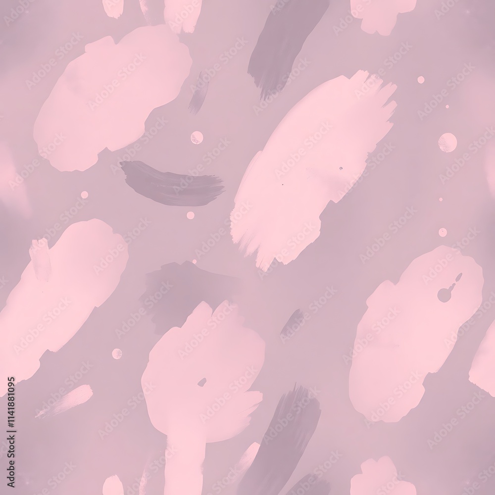 Poster blush & gray abstract seamless pattern: a soft, ethereal pattern featuring abstract brushstrokes in 