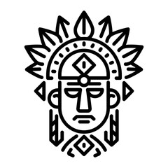 Native american character icon in line style 