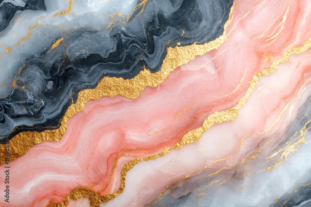 Poster pink and gray marble texture with gold veins creating an elegant design