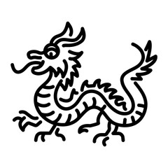 Chinese dragon icon in linear style 