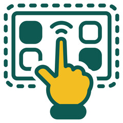 Touch yellow and dark green coloring glyph style icon