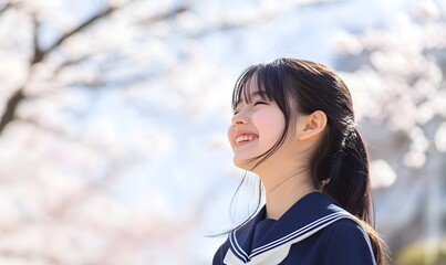 A Japanese high school girl standing with her head slightly tilted, Generative AI