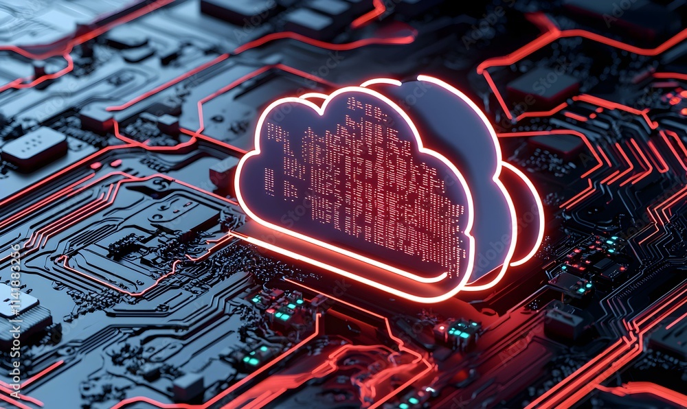 Poster isometric cloud storage concept for downloading data visualization