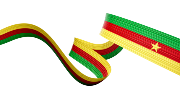 3d Flag Of Cameroon 3d Wavy Shiny Cameroon Ribbon Isolated On Isolated Background, 3d illustration