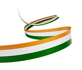 3d Flag Of India 3d Waving Ribbon Flag Isolated On White Background, 3d Illustration