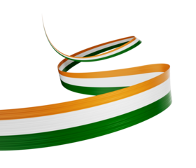 3d Flag Of India 3d Waving Ribbon Flag Isolated On White Background, 3d Illustration