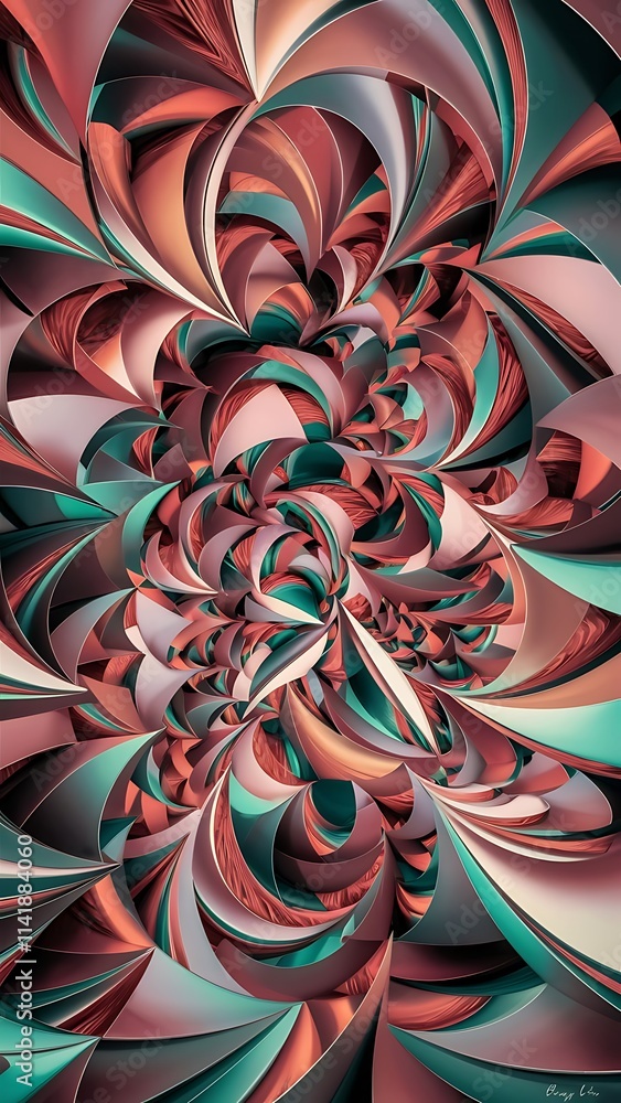 Poster captivating abstract backdrop composed of interlocking triangles and circles forming an intriguing d