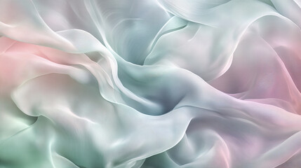 Soft flowing waves of pastel mint, blush, and lilac create serene backdrop