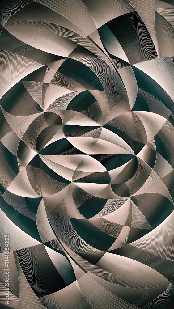 Poster captivating abstract backdrop composed of interlocking triangles and circles forming an intriguing d