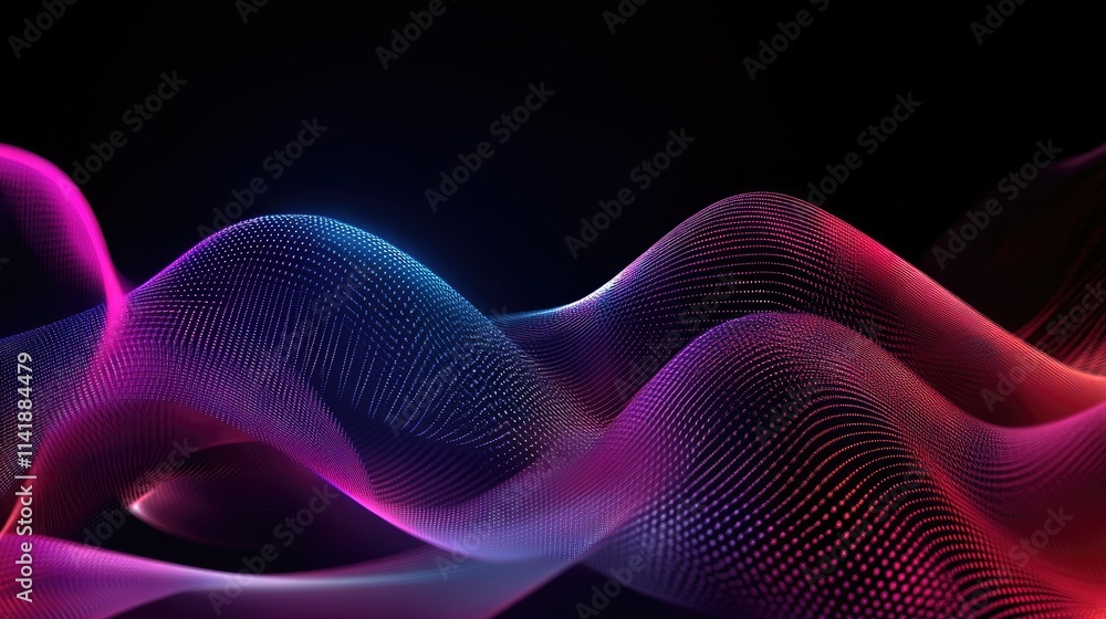 Poster Abstract futuristic data processing with high-tech lines and scopes glowing against a dark background, symbolizing digital transformation