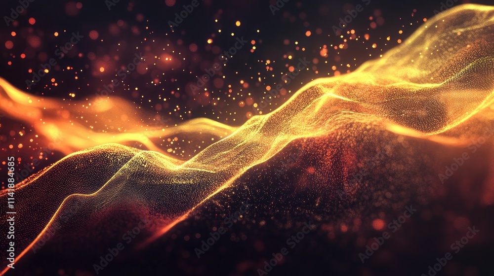 Poster Abstract global tech banner with a network of glowing lines and data flow, representing the rise of technology in a connected world