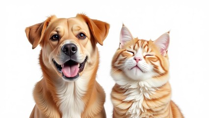 Pets day national cat and dog, art video illustration isolated on white background
