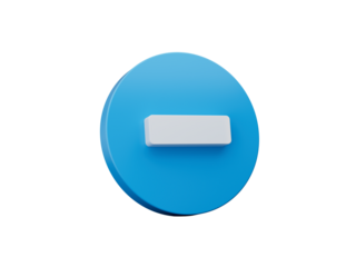 3d Minus icon isolated on blue background. Trendy and modern 3d style 3d illustration
