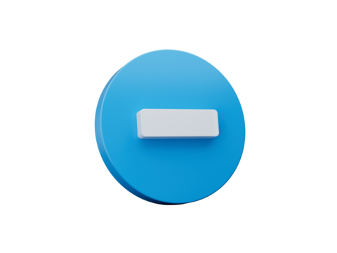 3d Minus icon isolated on blue background. Trendy and modern 3d style 3d illustration